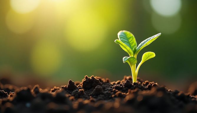 Planta brotando en la tierra
