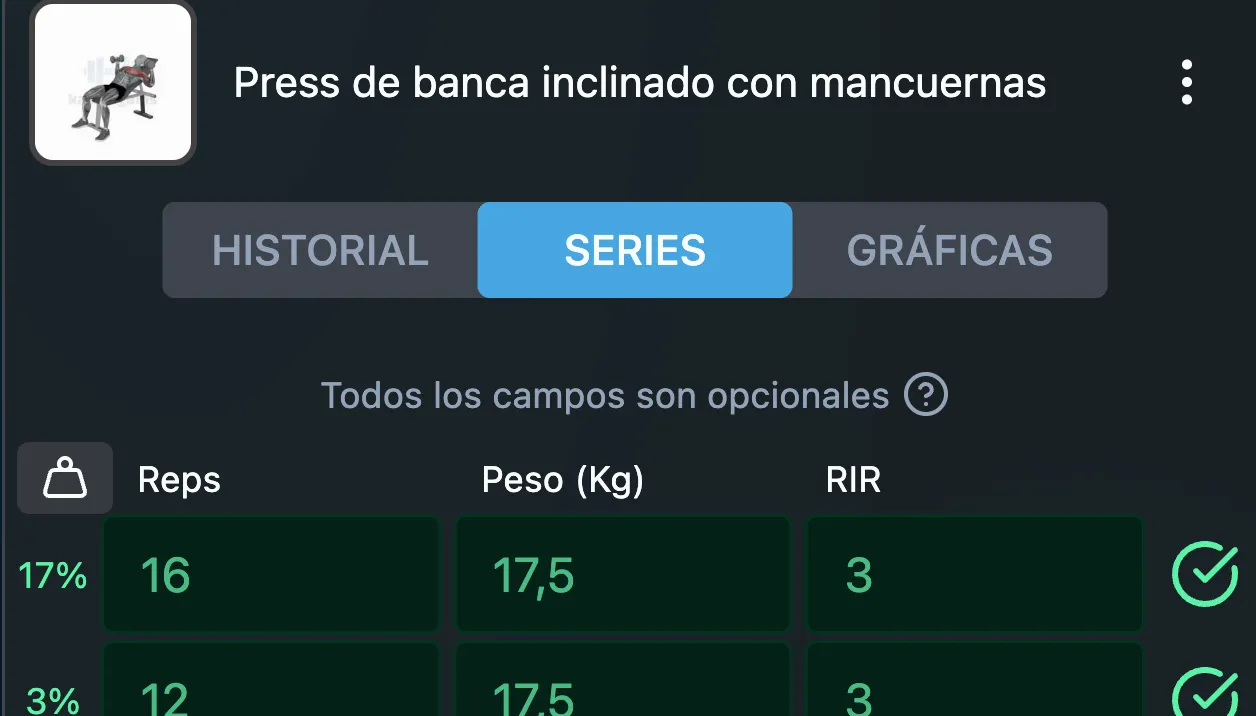 Registra tus entrenamientos